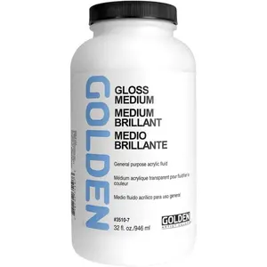 Gloss Medium, 32 fl. oz. Jar, Professional Acrylic Medium, Transparent