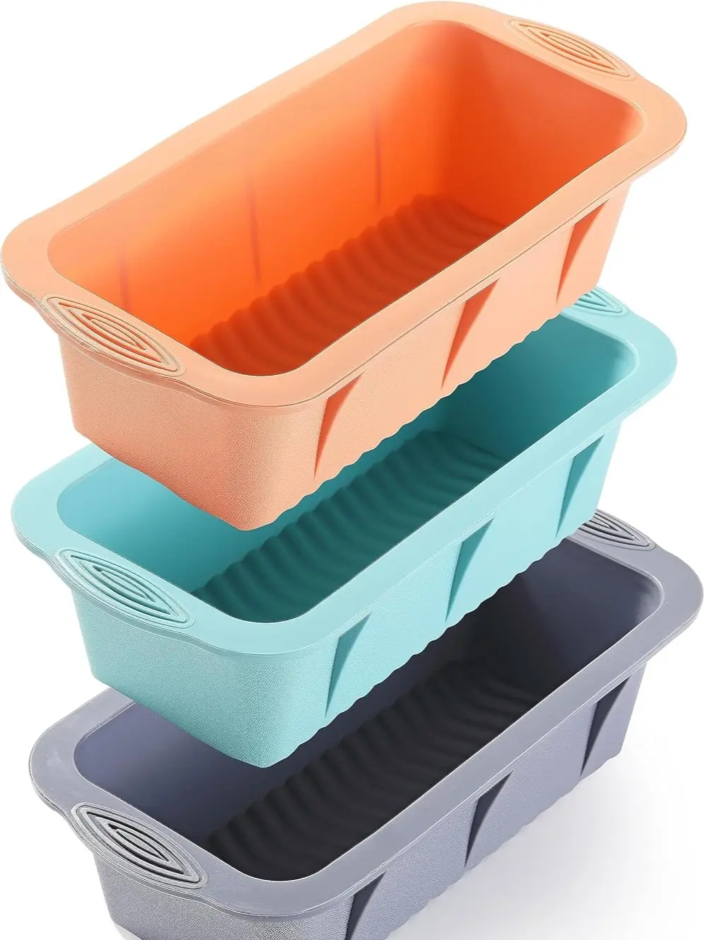3 PCS Silicone Bread Loaf Tin Set, Non-Stick Kitchen Baking Pans for Homemade Cakes & Brownies, Easy Release, Dishwasher Safe