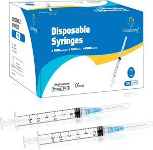 100 Pack 3ml Syringes 23G, 1.0 inch Needle Luer Lock Syringe Individually Packaged (3ml, 100) Laboratory Tools