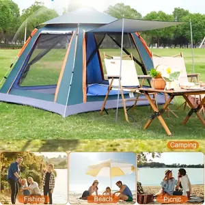 4-6 Person Automatic Camping Tent, Instant Setup Waterproof & Windproof Family Tent for Hiking, Fishing, Travel & Outdoor Adventures