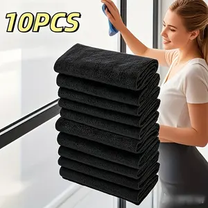 10-Piece Glass Cleaning Cloth Set, Thick Ultra-Fine Fiber Towels for Windows Mirrors Cars Kitchen Bathroom Multi-Use Residue-Free Wipes, Microfiber Cleaning Rags, Super Absorbent Microfiber