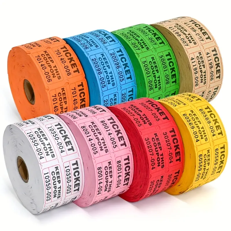 L LIKED Multicolor Raffle Tickets - (Rolls of 1000 Tickets Each), Consecutively Numbered 50/50 Tickets Rolls for Party, Concert, Carnivals & Other Event