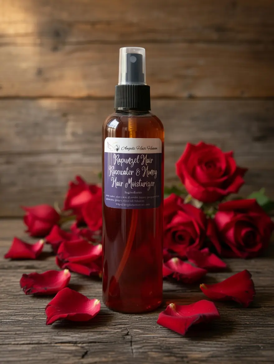 Rapunzel Hair Rosewater & Honey Moisturizer - Organic Haircare, Hydrating & Nourishing, Floral Blend for Soft & Manageable Hair Moisture Hydrate