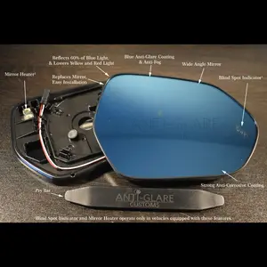 Anti-Glare Customs - Anti-Glare Wide-Angle Mirrors for Toyota Prius Prime 2012-2022 with Blind Spot Indicator & Mirror Heater for Enhanced Visibility