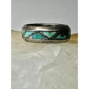 Zuni ring Turquoise wedding band size 6.25 sterling silver women men