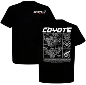 Ford Coyote Engine Blueprint Graphic Tshirt, Men's Streetwear Top, Black Cotton Shirt, Car Enthusiast Gift, Lowered Pickup