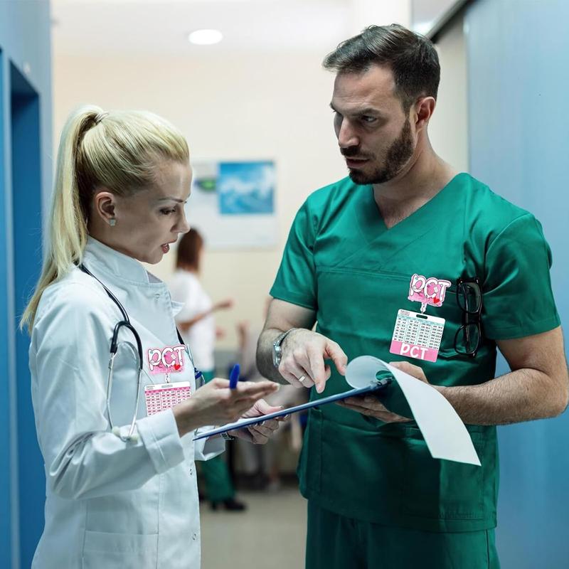 PCT Badge Reel with Badge Buddy -  Pink PCT Badge Reel Card Holder ID Name  Tags  Care Technician Retractable ID Clip for   Gifts Work Accessories Essentials