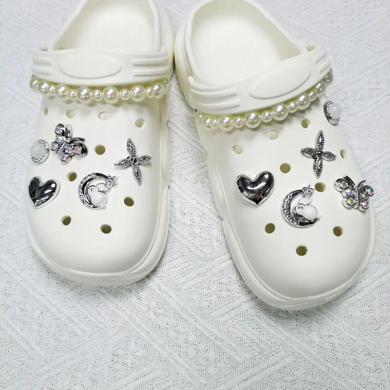 Women'S Rhinestone Decorration,Bling Shoe Charms,12pcs Moon Love Butterfly Shoe Charms For Women Fashion Cave Shoe Buckle DIY Accessories Charm Button Shoe Decoration For Halloween Christmas Thanksgiving Party & Daily Wear Creative Gift Idea