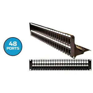 Blank Patch Panel STP, with Cable Manager, 48 Port, 2U Black