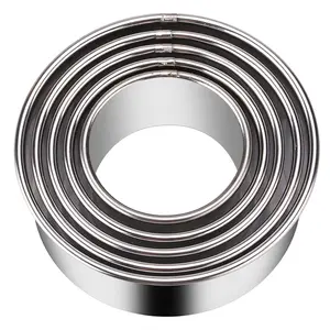 5 Pieces Biscuit Cookie Cutters Set,Stainless Steel Circle Round Cookie Biscuit Cutters in Graduated Sizes Shape Molds for Pastries Doughs Doughnuts