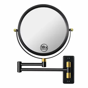 10X Magnifying Wall-Mounted Makeup Mirror with Extendable Arm & Rotating Design