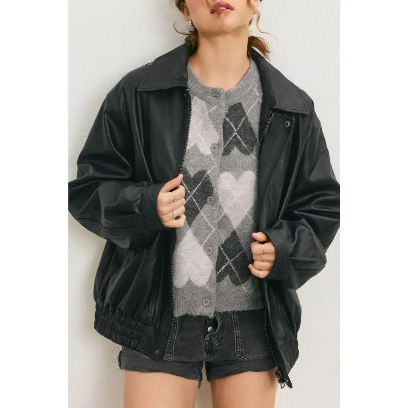 Oversized Vegan Leather Biker Jacket