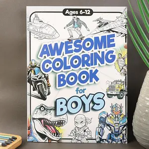 Awesome Coloring Book for Boys Ages 6-12: Fun Coloring Pages with Dinosaurs, Robots, Vehicles, Sports & Ninja Characters | Perfect Gift for Kids