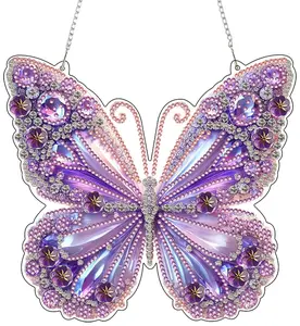 Hanging Diamonds Art for Adult DIY Butterfly Pendant Painting Art Kit Acrylic Diamonds Painting Board Kit Ornament Special Crystal Diamond Hanging