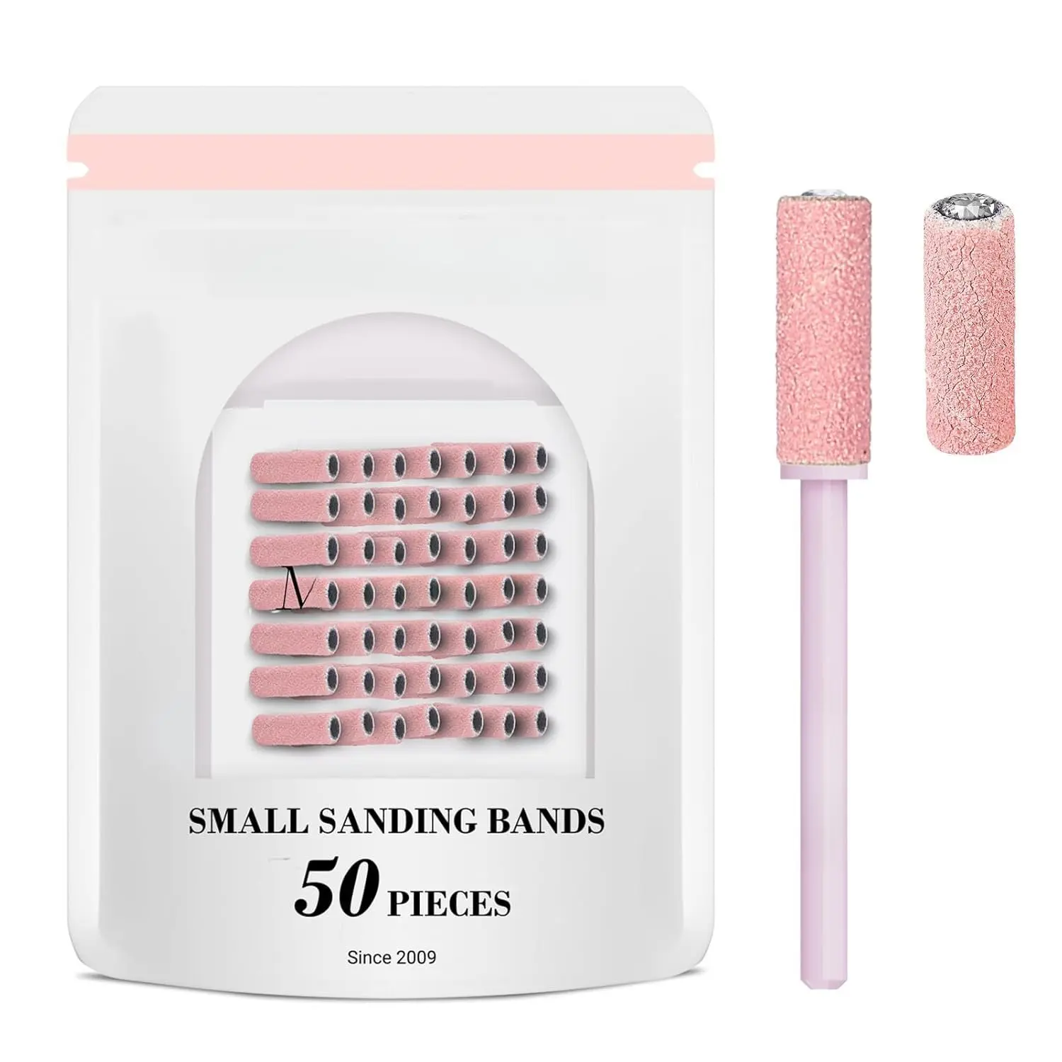 50-Count Small Sanding Bands & 3.1mm Mandrel Bit Set - 120/180 Fine Grit Nail Files with Mandrels, Smooth Finish, Fine Control for Nail Care, Gel Manicures, Polish