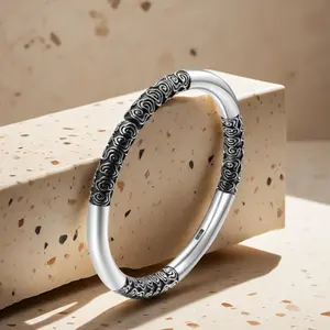 Solid Silver s999 bracelet Sterling Silver bracelet Men's open bracelet can be freely adjusted size send boyfriend send dad birthday holiday gift Silver weight 30g / 1.05oz