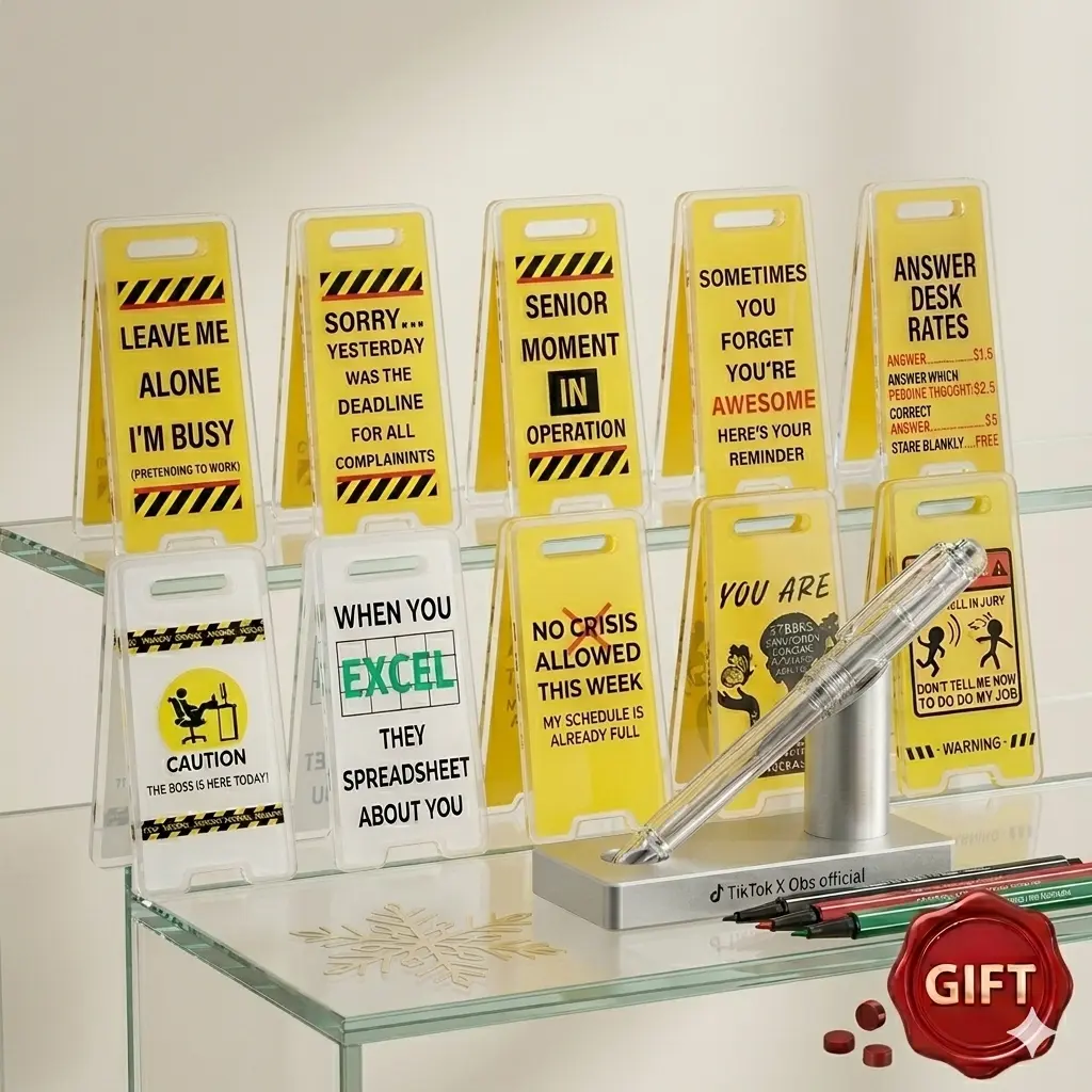 Funny Desktop Warning Sign, 10pcs/set Acrylic Desktop Warning Sign, Multifunction Clip Note Clip, Office Decoration Sign, Gift for Friend & Colleague, office Home Decor summerwins