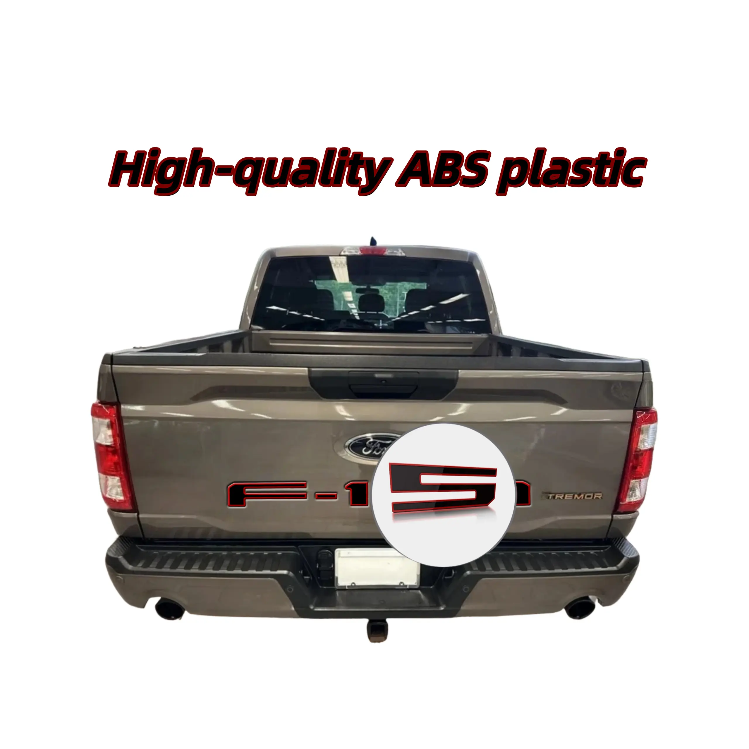 3D Raised Tailgate Insert Letter Badge Full Set for Ford F-150 2021-2025, Black+Red Durable ABS Plastic, Long Wearing Weatherproof Car Exterior Accessory with Tough 3M Adhesive, Vehicle Decoration