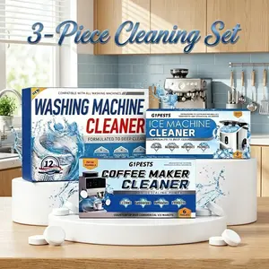 GIPests 3-Pack Effervescent Tablets for Household Appliance Cleaning Effectively Cleans Washer Ice Maker & Coffee Machine Eliminates Odor Heavy Duty Cleanup Gloves Kids Mop Mouse Repellent Indoor