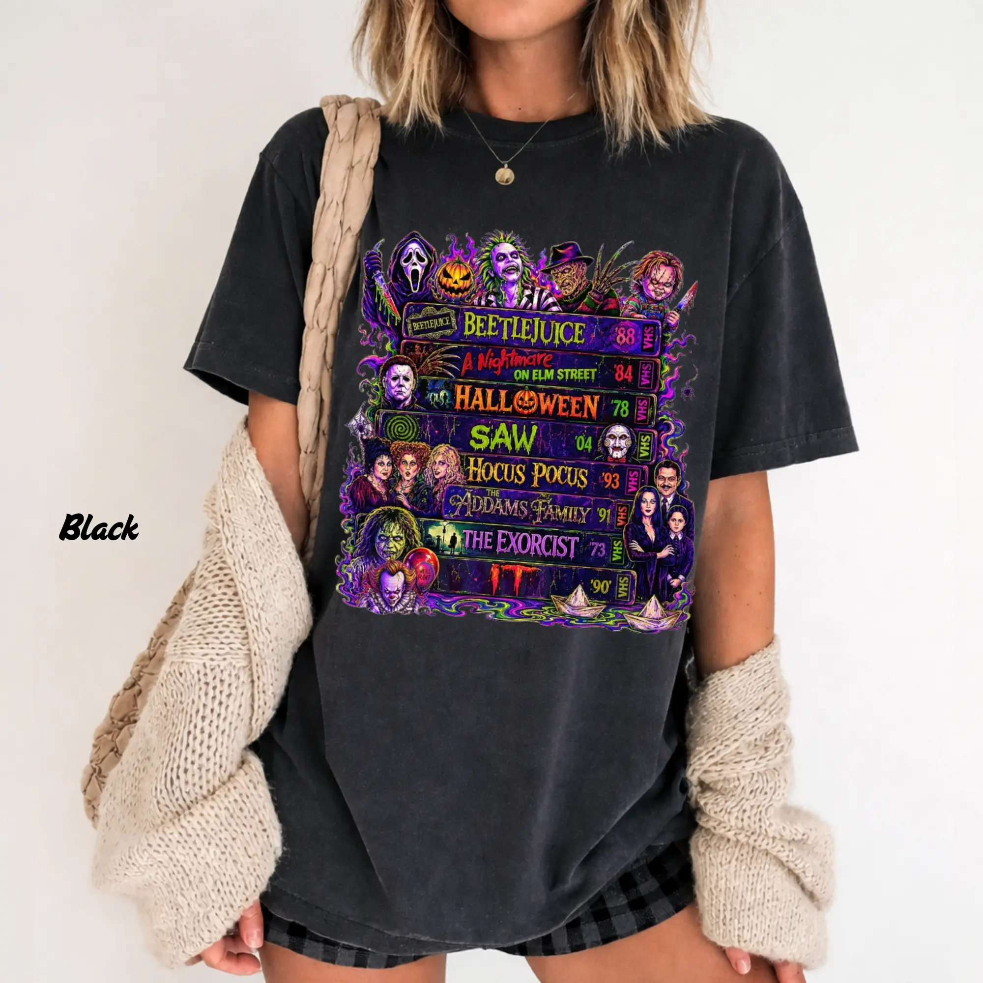 Comfort Colors Funny 90s Halloween Shirt, Retro Halloween Movie Graphic Tee, Vintage Movie Night T-Shirt, 90s Nostalgia Spooky Season Apparel