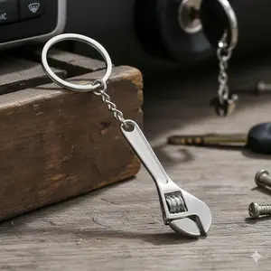 Heavy Duty Wrench Keychain for Car Mechanics, Industrial Style Metal Key Ring, Creative Tool Shaped Key Holder, Auto Repair Themed Keychain Accessories for Men
