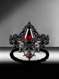 2-Piece Fashion Ring Set with Synthetic Zircon, Gothic Punk Jewelry for Men and Women, Perfect for Parties and Daily Wear, Stackable Rings Set