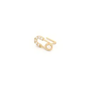 14k CZ Safety Pin L-shape Nose Pin