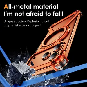 Compatible with iPhone 17 Pro Max/17 Pro/17 Air/17, Titanium Alloy Shockproof Case: One-Piece Design, Borderless Fit, Fast Heat Dissipation, Corner Airbag Protection