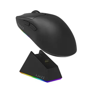AJAZZ Wireless Mouse, Computer gaming mouse, Wireless Charging Base PAW3311 Optical Sensor AJ139 V2 MC Game Mouse 2.4G Bluetooth 1K Return Rate Support Multi system Mouse for Games and Office Rechargeable Wireless Mouse