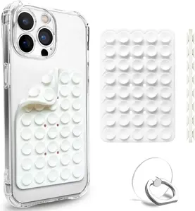 Double Sided Silicone Suction Cup Phone Mount Case for Selfies and Videos - Attach to Glass, Mirrors, Kitchen, Bathroom Sticky Grip for Iphone and Android - 3.97 Inches, White CATURNAL