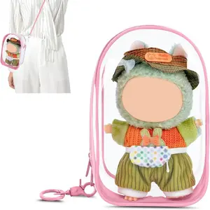 Large Transparent Doll Display Bag with Keychain Holder, Portable Mini Doll Storage Pouch, PVC Bag ( Standing Version)