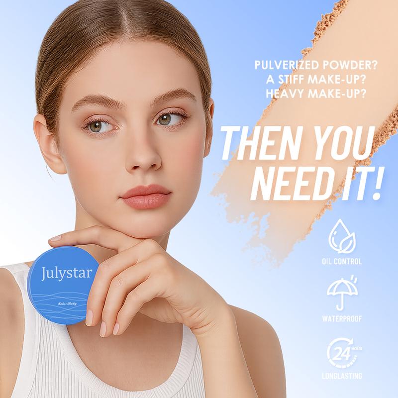 Summer Oil-Control Pressed Powder for Natural Matte Finish, Waterproof Setting Makeup Powder for Long-Lasting Smooth Complexion & Daily Use