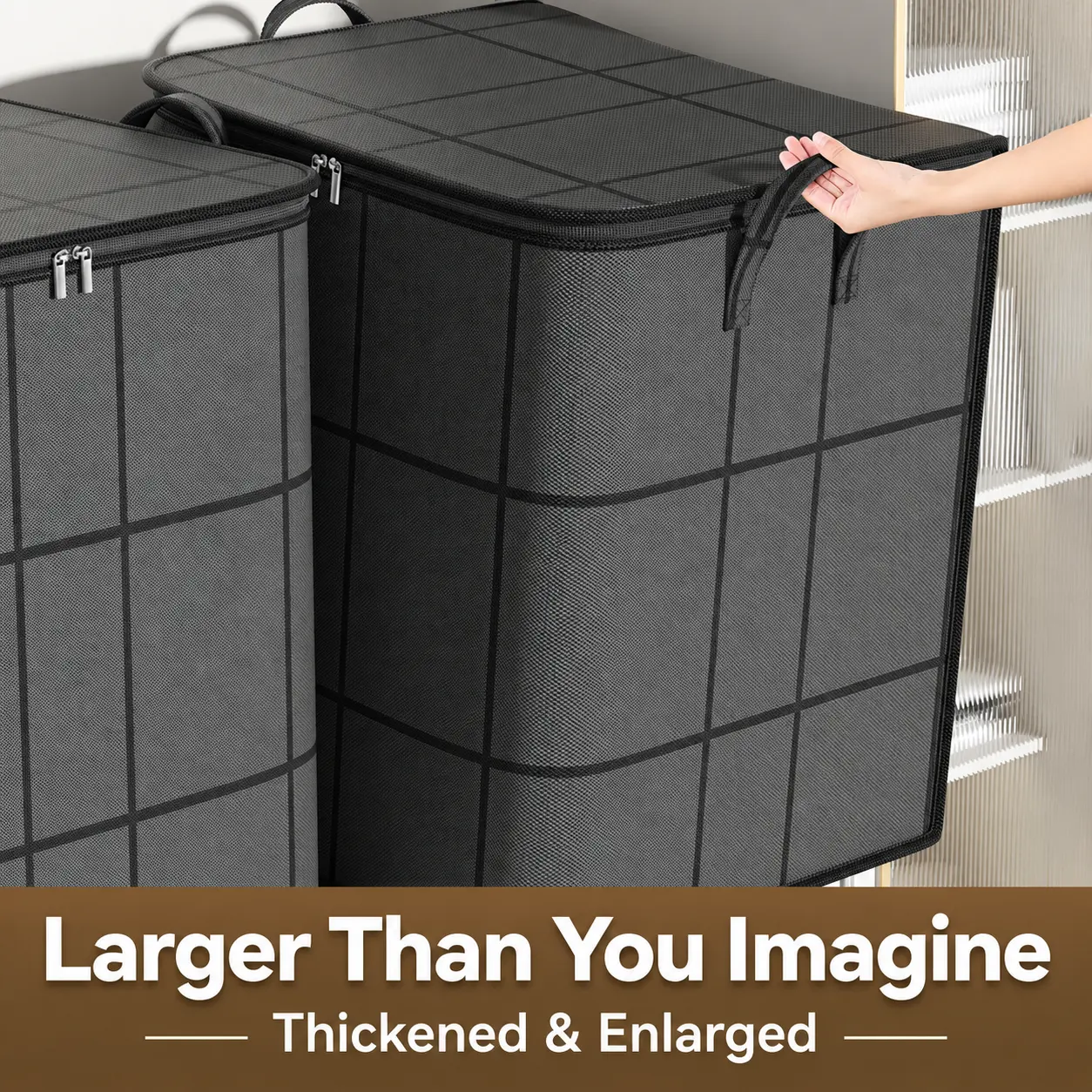 Extra Large Foldable Storage Bag with Dual Zipper & Reinforced Handles, Heavy Duty Clothes and Bedding Organizer for Closet, Bedroom, Dorm, Moving & Home Storage, Multi-Size Container for Blankets, Comforters and Toys