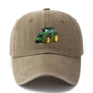 Printed tractor baseball cap men's outdoor camping vacation casual curved brim hat retro duckbill cap dad truck driver hat
