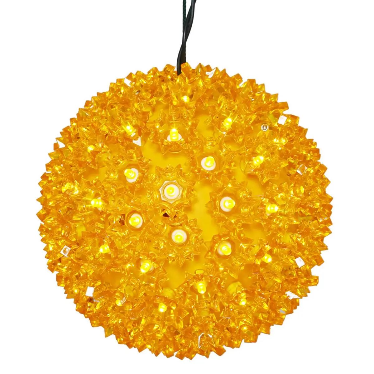 212 MAIN 6 in. Plastic Starlight Sphere Christmas Ornament - 50 Gold Wide-Angle LED Decorative Lights, Indoor/Outdoor Festive Decor, Family Holiday Gift for Anniversary, Birthday New Beginnings
