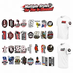Kyle Busch Racing Iron on Decals for T Shirts, Multiple Styles 15cm×20cm Heat Transfer Design, TikTok Viral DIY Transfers for Hoodies Clothing, Ready to Press