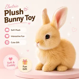 [Children’s Day Gifts] Realistic Hopping Rabbit Plush Toy - with Sounds and Movements Animated Walking Wiggle Ears Twitch Nose, Gift for Kids & Birthday, 7'' size, Bunny Toy Moveable Stuffed Animal Soft Stuffed Animals Interactive Robotic