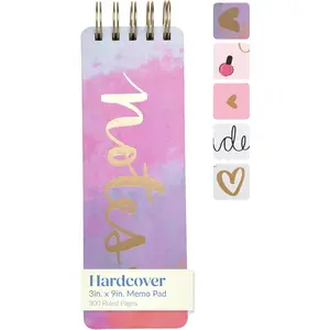 Eccolo Dayna  Spiral Memo List Pad, Sturdy Covers, 3x8.5", 300 Pages, Splashy Notes
