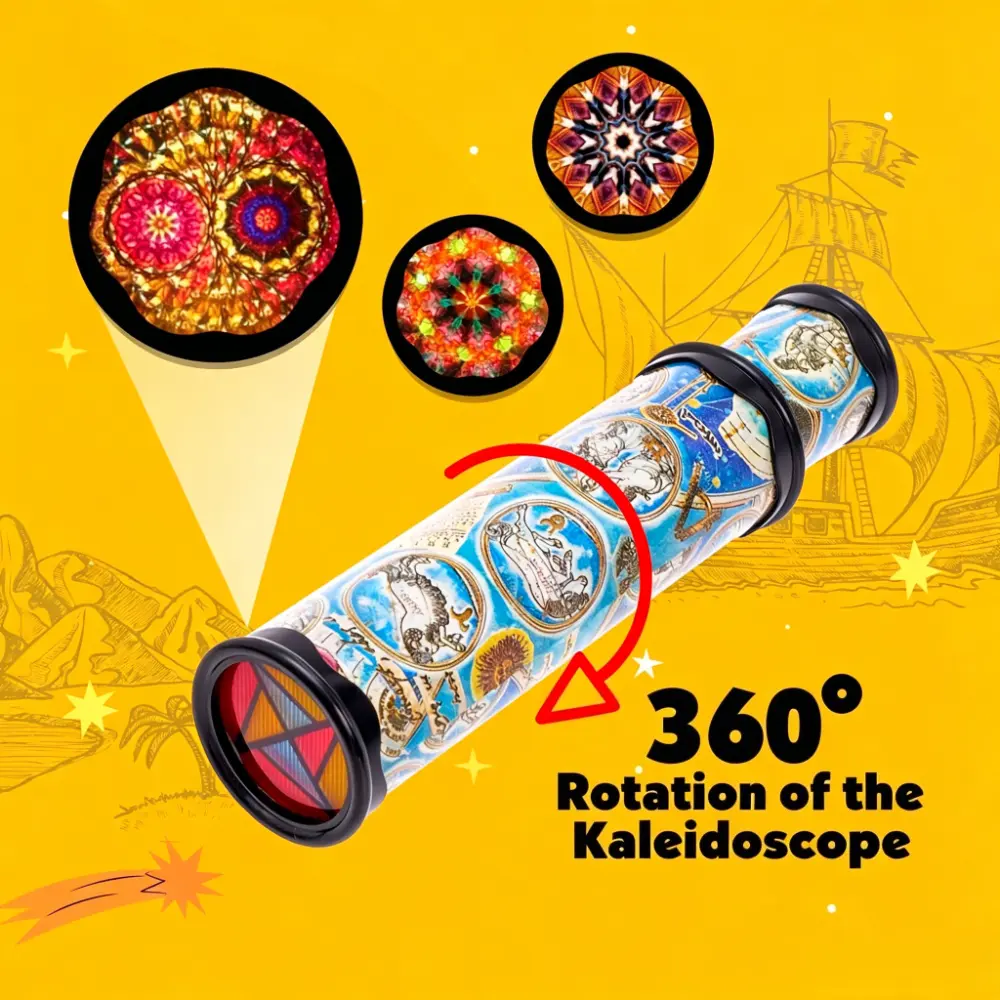 Unisex 360° Rotating Retro Handheld Portable Kaleidoscope - 1-Piece Optics Puzzle Toy, Early Years Educational Gift for Children, Indoor Leisure Recreation Equipment