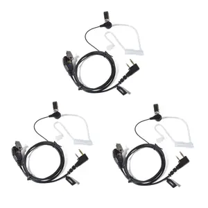 YNIBST 2 Pin K Plug in-Ear Walkie Talkie Earpiece Clear Air Acoustic Tube Headset for Kenwood Baofeng UV-5R UV-82 BF-888S TK-3400 TK-2100 Retevis H-777 TYT Wouxun, Covert Surveillance Kit PTT Mic for Police Security and Law Enforcement Use(3 Pack)