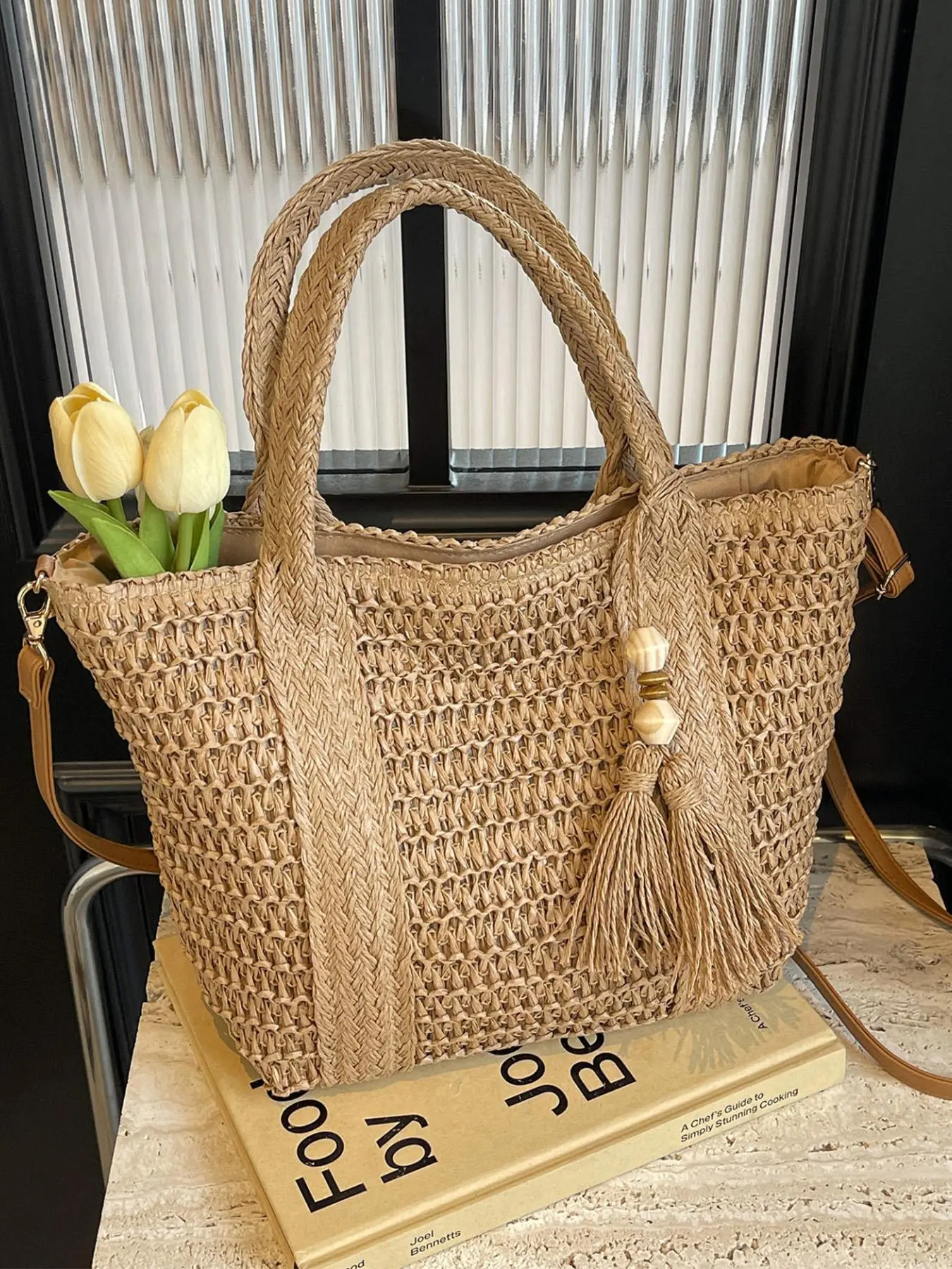 Women's Fashionable Straw Tote Bag, Casual Versatile Shoulder Bag for Work & School, Trendy All-match Bag for Daily Commuting, Shopping, Crossbody Tote Bag