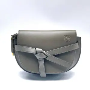 Pre-owned Loewe Canvas Shoulder Bags Gate Mini Green Calfskin Jacquard Shoulder Bag