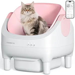 Thereye Open-Top Self-Cleaning Cat Litter Box, Automatic with App Control Wifi Odor-Free Waste Disposal Includes Trash Bags Litterbox
