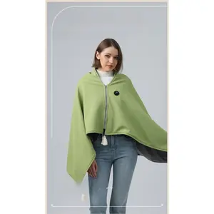USB Heated Washable Shawl Cape Warm Blanket Body Warmer Throw Shawl Wireless Neck Warmer Three Temperature Settings Perfect Christmas Gift