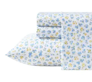 Laura Ashley Ditsy Doodle White/Blue/Yellow King Sheet Set