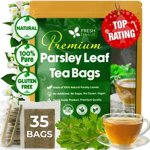 FreshDrinkUS, Premium 35 Parsley Leaf Tea Bags, 100% Natural & Pure from Parsley Leaves. Loose Leaf Parsley Herbal Tea. Made with Natural Material Tea Bags. No Sugar, No Caffeine, No Gluten, Vegan.