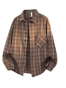 Classic Men's Versatile Shirt, Daily Wear Basic Plaid Shirt, Fitted Casual Top, Long Sleeve, All Seasons, Full Placket Design, Checked Plaid Shirt