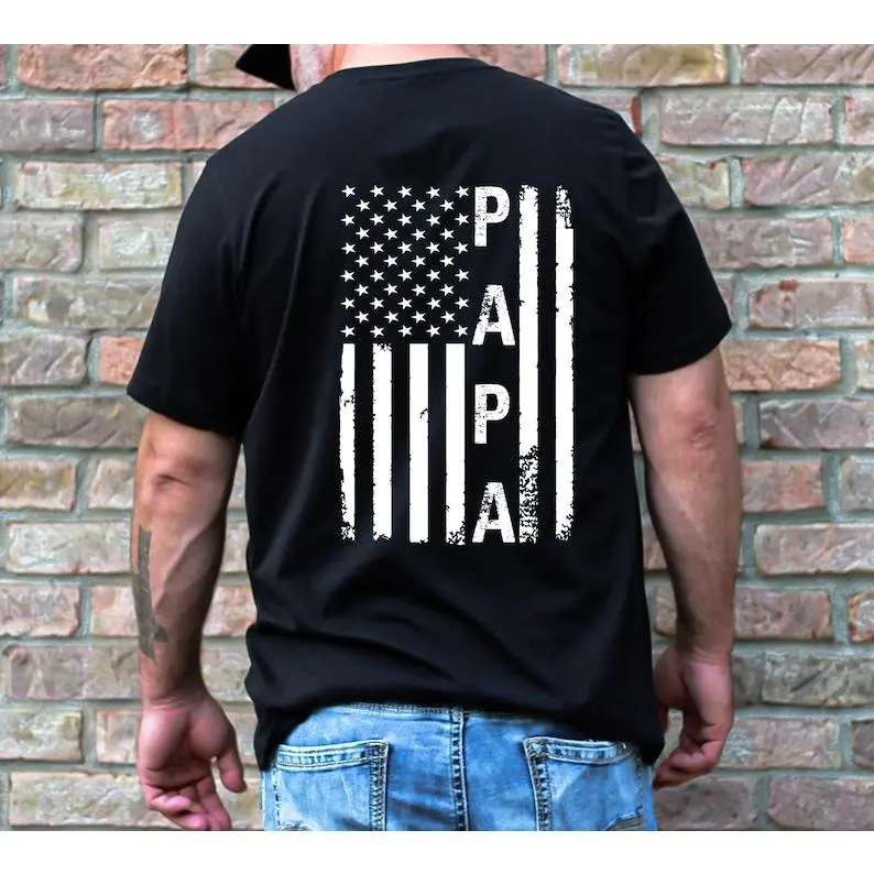 Papa USA Flag T-shirt, Custom Papa USA Flag Shirt, Personalized Papa T-shirt, Christmas Gifts for Grandpa, Papa Tee, Dad T-shirt, Papa Tee