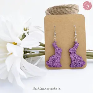 Bunny rabbit glitter earrings, dangle style, made in USA