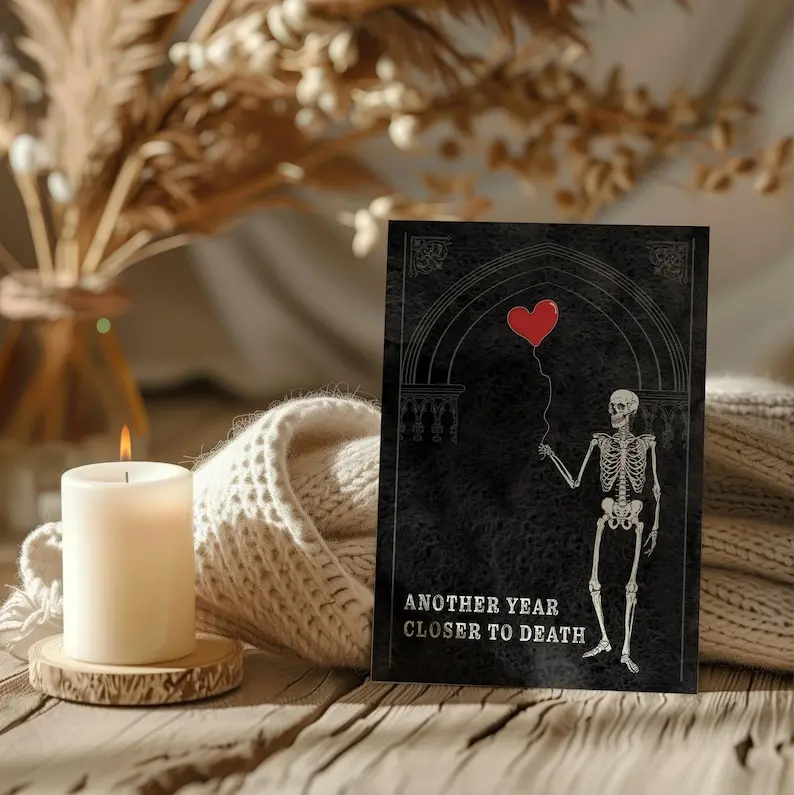 Another Year Closer to Death Birthday Card -  Witchy Birthday Card - Birthday Gothic Stationery Greeting Card